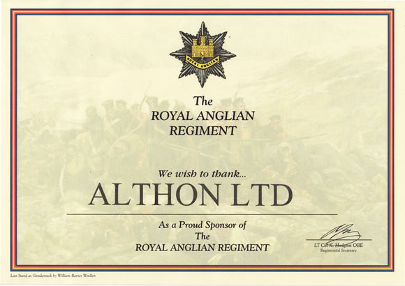 Althon Sponsor Royal Anglian Regiment 2011 News | News | Althon